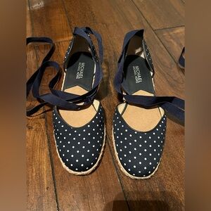 Michael Kors Dark Blue Polka Dot lace up Espadrilles